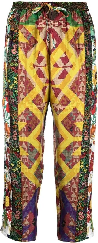 Patterned-Jacquard Cropped Trousers