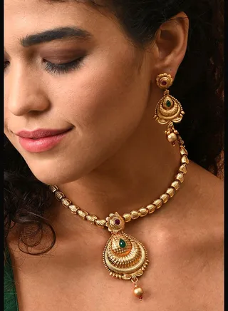 Gold Plated Designer Stone Necklace Set