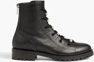 Bren embellished pebbled-leather combat boots