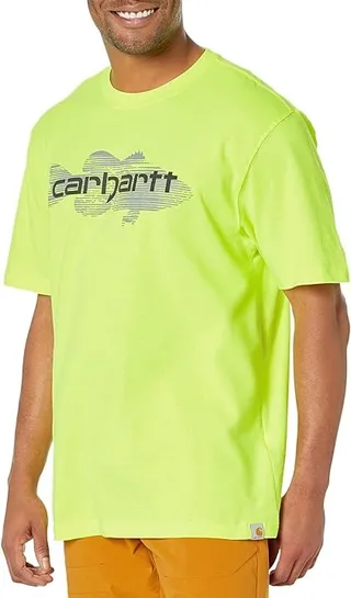 Carhartt Loose Fit Heavyweight Short Sleeve Fish Graphic T-Shirt (Brite Lime) Men's Clothing