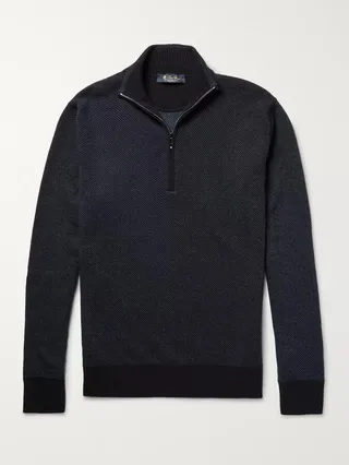 Roadster Striped Cashmere Half-Zip Sweater