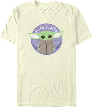 Men's Star Wars: The Mandalorian Grogu Going Places T-Shirt - Beige - Large