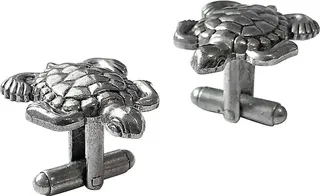 Turtle Rhodium-Plated Brass Cufflinks
