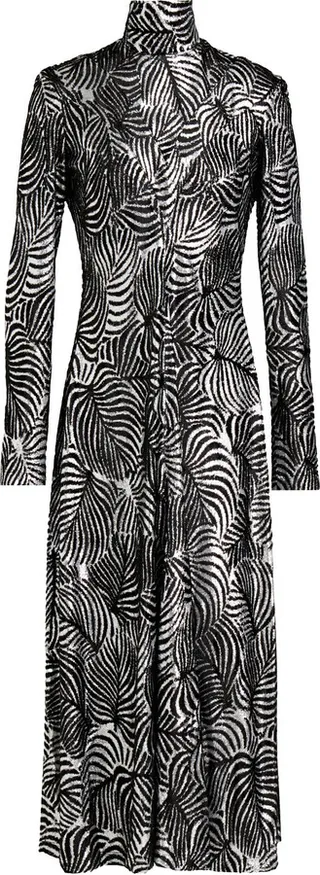 Cutout gathered velvet-jacquard midi dress