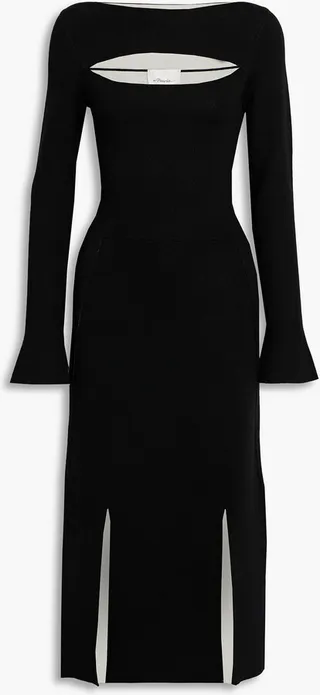 Cutout wool-blend midi dress