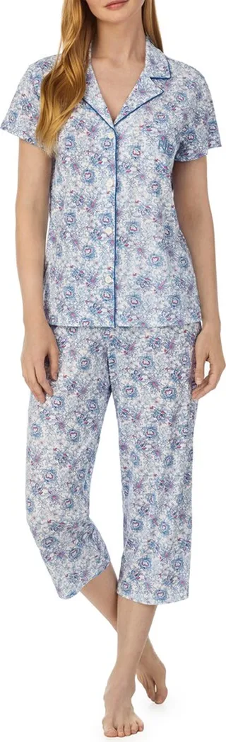 Print Short Sleeve Knit Pajama Set