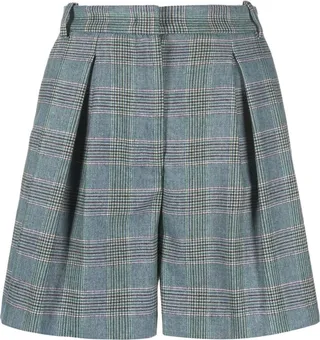 Check High-Waisted Tailored Shorts