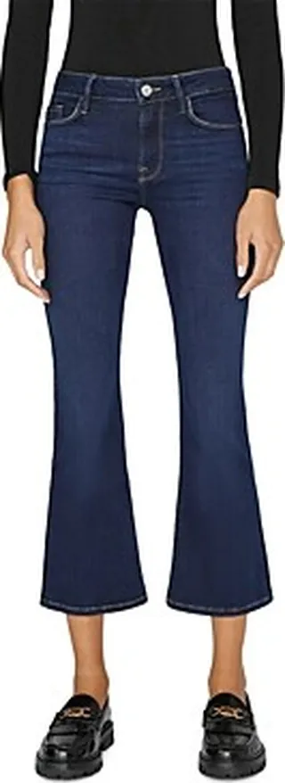 Frame Le Cropped Mini High Rise Bootcut Jeans in Parkway