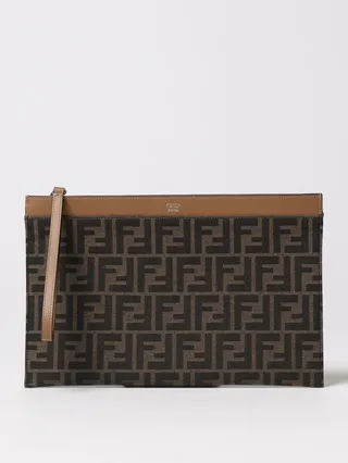 Fendi clutch bag in fabric and leather