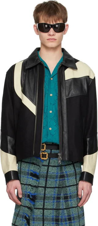 Andersson Bell Black & White Paneled Leather Jacket