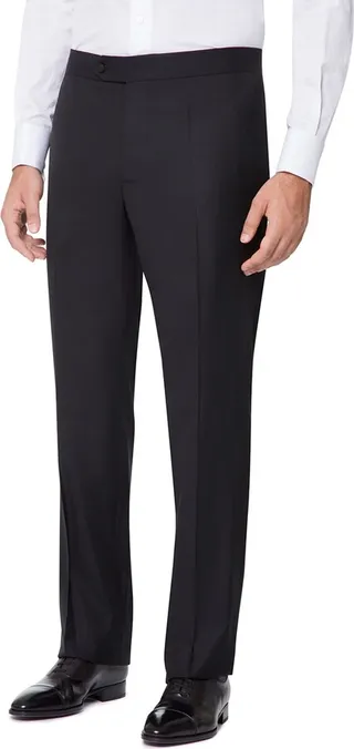 Men's Solid Wool Straight-Leg Trousers
