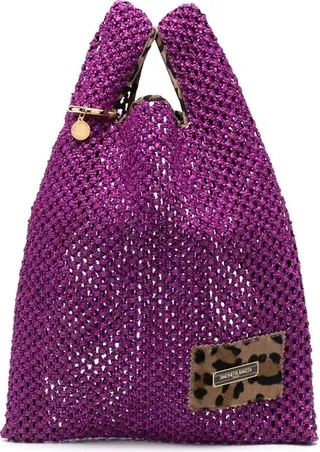 Purple Raffia Tote Bag