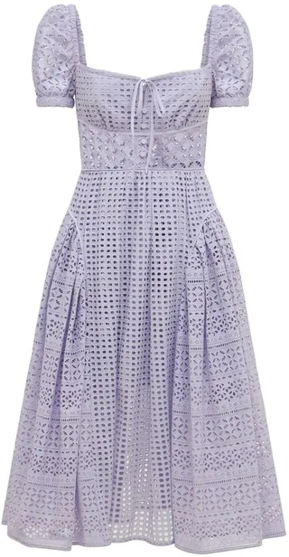 Cotton eyelet lace midi dress