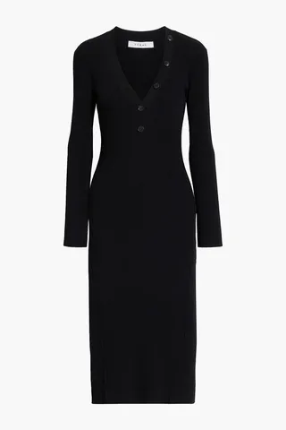 Ribbed-knit midi dress