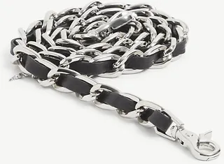 Noir Chain-detail Leather bag Strap