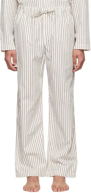 Tekla Off-White & Brown Organic Cotton Pyjama Pants