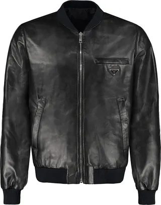 Re-nylon And Leather Reversible Bomber Jacket