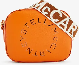Womens Orange Stella Logo Faux-leather Cross-body bag