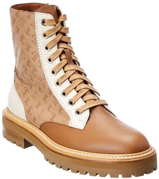 Jimmy Choo Cora Monogram Leather Combat Boot