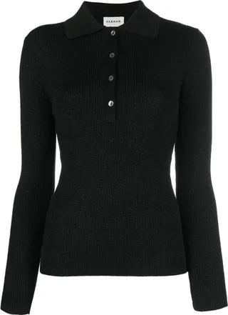 Ribbed-Knit Wool Polo Shirt
