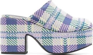 Miso tartan-print platform clogs
