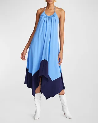 Karley Two-Tone Handkerchief Midi Dress