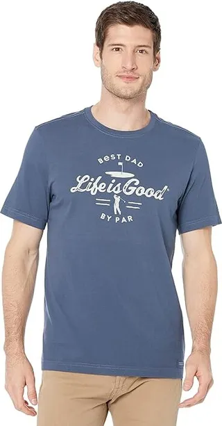 Life is Good Best Dad By Par Crusher Tee (Darkest Blue) Men's Clothing
