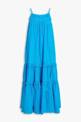 Ruffle-trimmed tiered cotton maxi dress