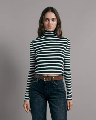 Knit Stripe Long Sleeve Turtleneck
