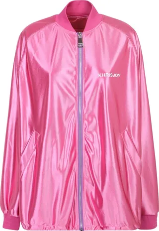 Logo-print Metallic Bomber Jacket
