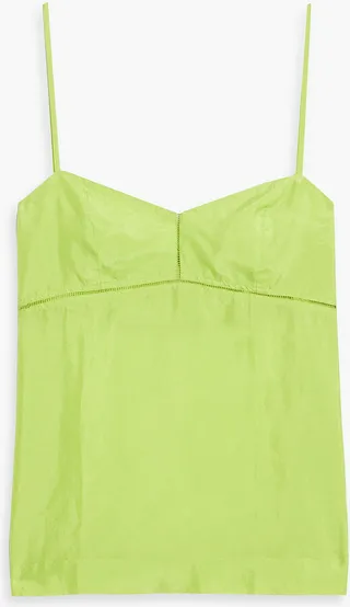 Lattice-trimmed silk camisole