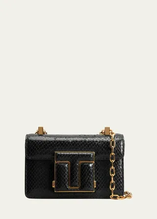 Small Python-Print Chain Shoulder Bag