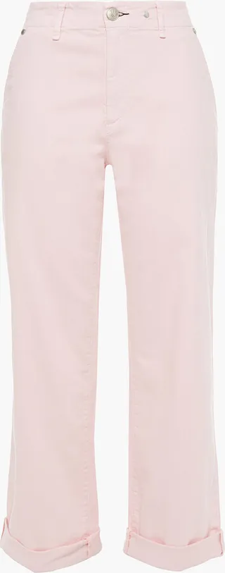 Cropped cotton-blend twill straight-leg pants
