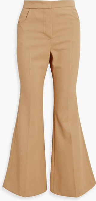 Wool-blend twill flared pants