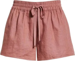 Jillian Drawstring Linen Shorts in Cordial