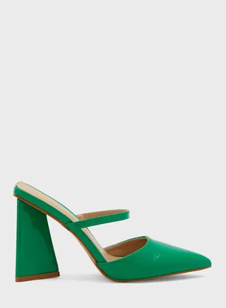 Chunky Flared Heel Slip On Pump