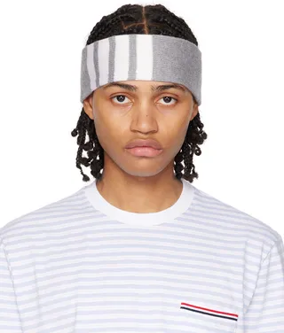 Thom Browne Gray 4-Bar Headband