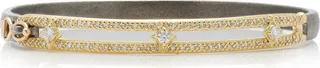 Women's 18K Gold Diamond Paperclip Hinged Bangle
