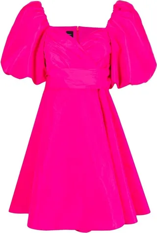 Puff-Sleeve Flared Dress