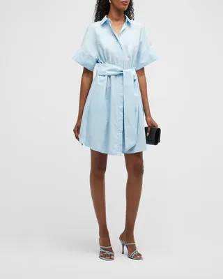 Tie-Front Poplin Shirtdress