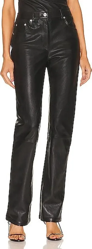 Helmut Lang Leather 5 Pocket Pant in Black