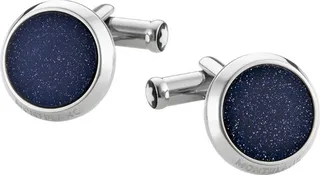 Montblanc Stainless Steel And Blue Goldstone Meisterstück Cufflinks