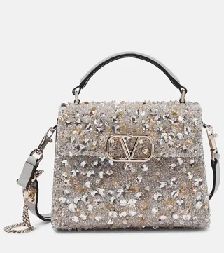 VSling Mini sequined leather tote bag