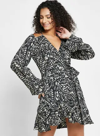 Printed Cut Out Detail Dress
