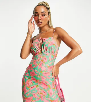 ASYOU tie front summer dress in floral print
