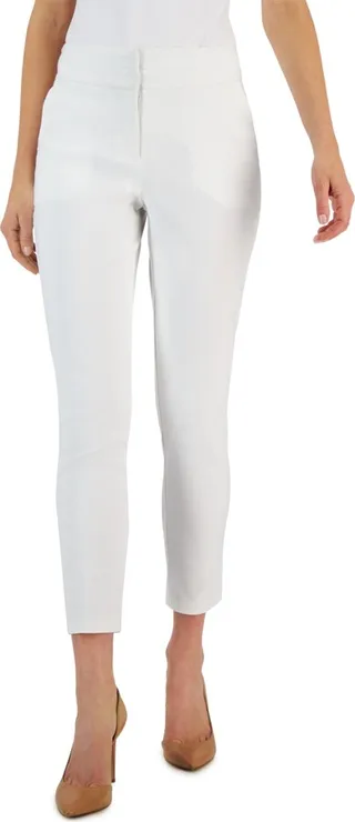 T Tahari Women's High-Waisted Faux-Fly Pull-on Slim Pants