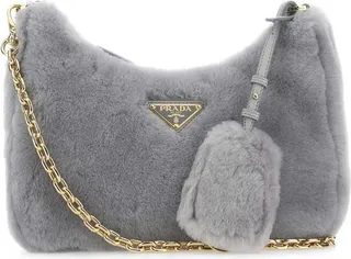 Prada Logo Plaque ZIpped Shoulder Bag