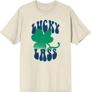 St. Patrick’s Day Lucky Lass Crew Neck Short Sleeve Natural Women’s T-shirt-3XL