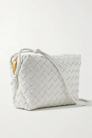 Bottega Veneta - Loop Small Intrecciato Leather Shoulder Bag - White