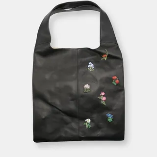 Hayward Hayward Women's Grand Shopper Embroidered Leather Tote - Black